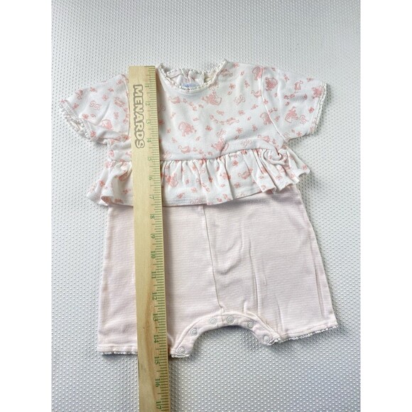 Vintage Petit Bateau Romper Duck Flowers Bodysuit Baby Girl 6 Months White Pink - Picture 12 of 13